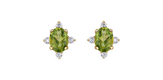 10K Yellow Gold Peridot and Diamond Earrings