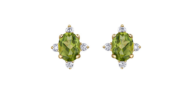 10K Yellow Gold Peridot and Diamond Earrings