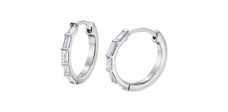10K White Gold Diamond Hoop Earrings  0.30cttw