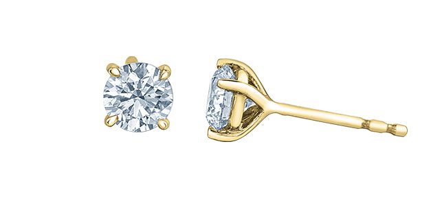 Aretes de oro amarillo de 14 quilates con diamantes cultivados en laboratorio de 1,05 quilates