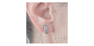 Argollas de doble banda con diamantes de 0,75 quilates en oro blanco de 10 quilates - 12 mm