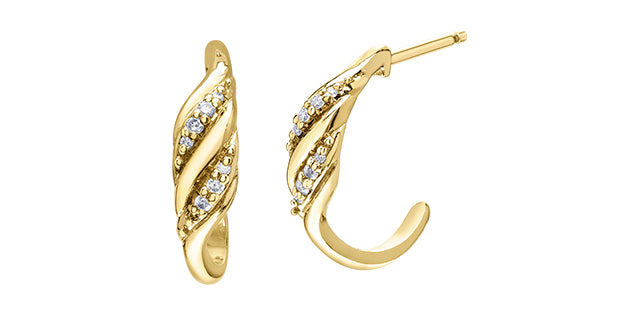 10K Yellow Gold 0.06cttw Diamond Earrings