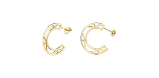 Aretes de eternidad dobles con diamantes de 0,10 quilates en oro blanco y amarillo de 10 quilates