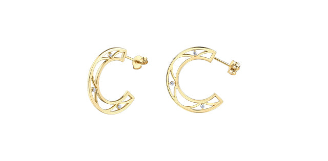 10K Yellow Gold 0.06cttw Diamond Earrings