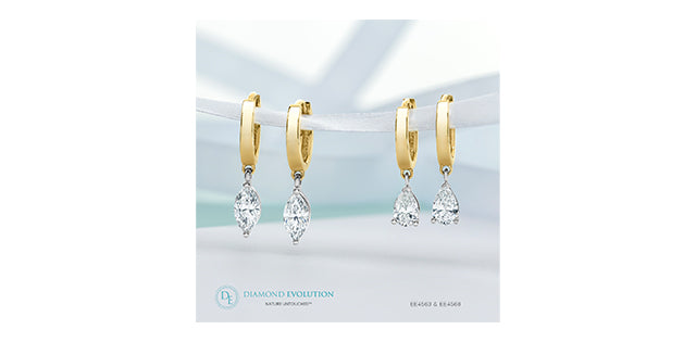 14K Yellow Gold 1.00cttw Lab Grown Pear Cut Diamond Dangle Huggie / Hoop Earrings