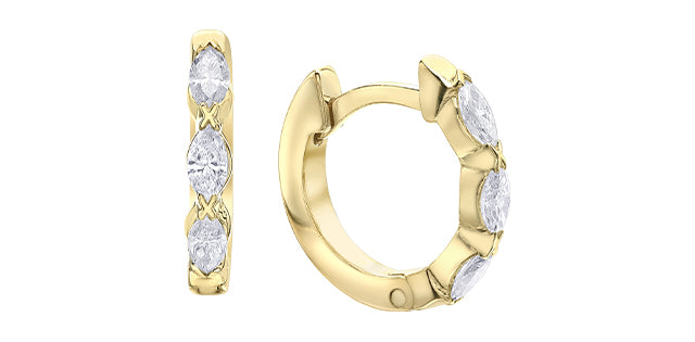 10K Yellow Gold 0.20cttw Diamond Hoop Earrings