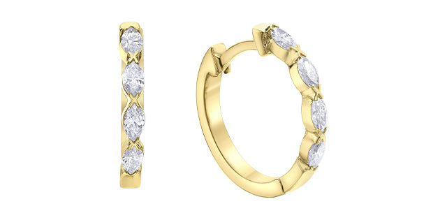 10K Yellow Gold 0.20cttw Diamond Hoop Earrings