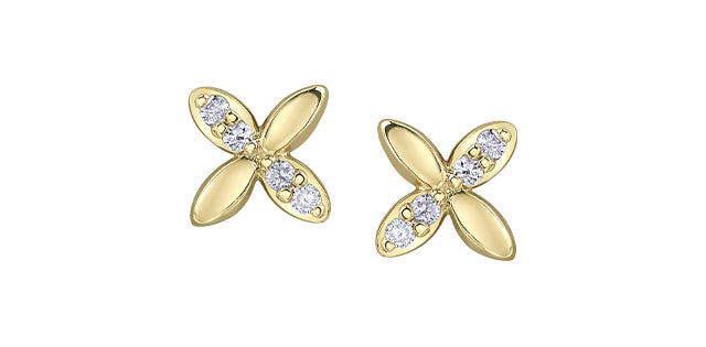 10K Yellow Gold 0.06cttw Diamond Earrings