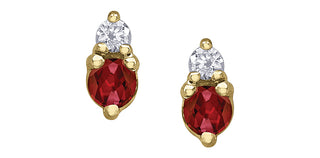 10K Yellow Gold Garnet and Diamond Earrings