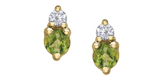 10K Yellow Gold Peridot and Diamond Earrings
