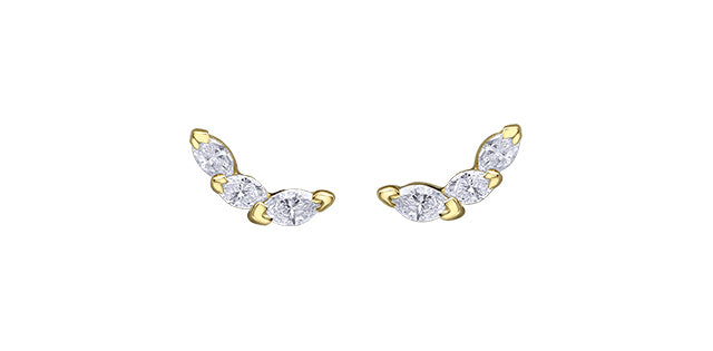 10K Yellow Gold 0.10cttw Diamond Earrings