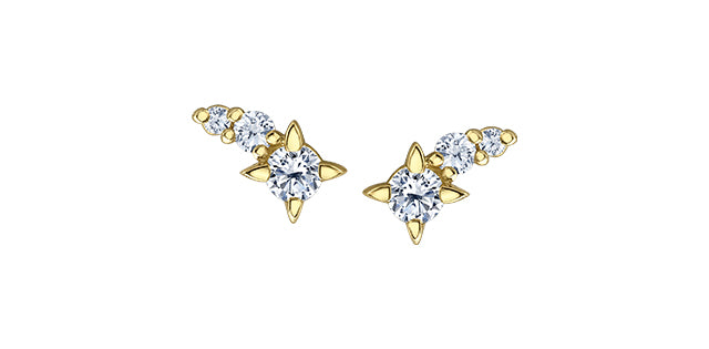 14K Yellow Gold 0.20cttw Canadian Diamond Shooting Star Earrings