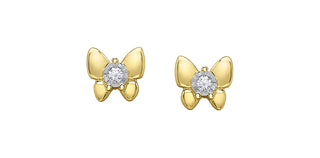 10K Yellow and White Gold 0.05cttw Diamond Stud Earrings