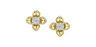 10K Yellow and White Gold 0.05cttw Diamond Stud Earrings