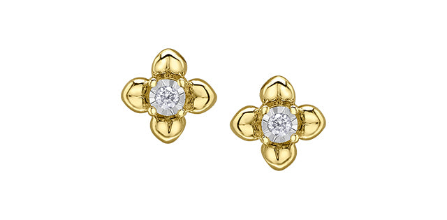 10K Yellow and White Gold 0.05cttw Diamond Stud Earrings