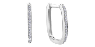 10K White Gold 0.15 cttw Diamond Square Hoop Earrings