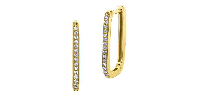 10K Yellow Gold 0.20 cttw Diamond Square Hoop Earrings