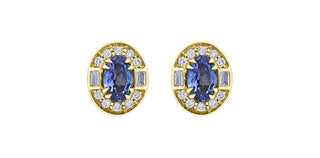 10K Yellow Gold Tanzanite, White Sapphire & Diamond Earrings