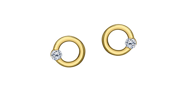 10K Yellow Gold 0.10cttw Canadian Diamond Earrings