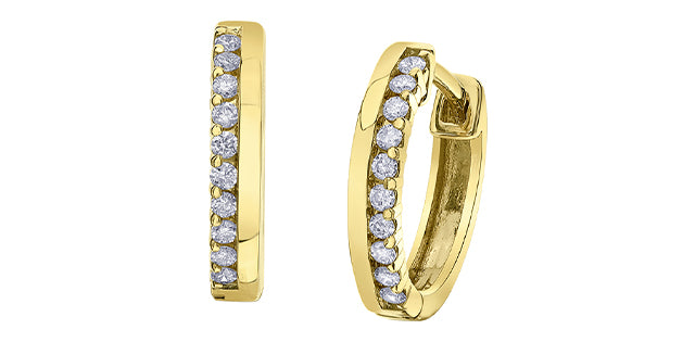 10K Yellow Gold 0.15cttw Diamond Hoop / Huggie Earrings