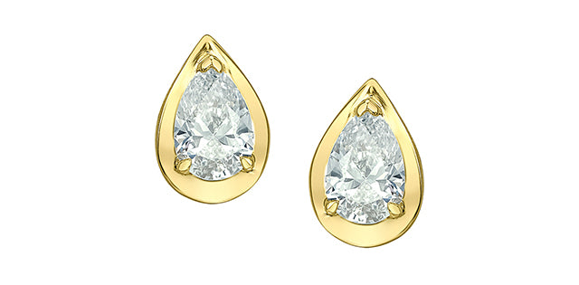 10K Yellow Gold 0.46cttw Lab Grown Pear Cut Diamond Earrings