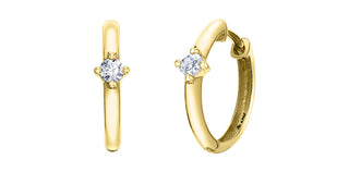 10K Yellow Gold 0.14cttw Canadian Diamond Hoop Earrings