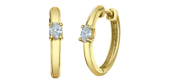 10K Yellow Gold 0.20cttw Lab Grown Diamond Hoop / Huggie Earrings