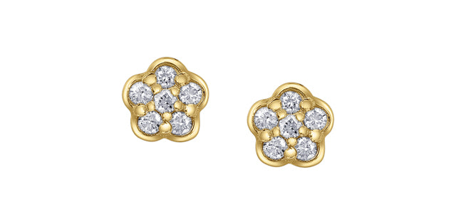 10K Yellow Gold 0.12 cttw Diamond Stud Earrings