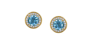 10K Yellow Gold Blue Topaz and Diamond Earrings