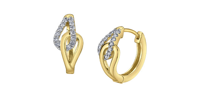 10K Yellow Gold Diamond Hoop Earrings