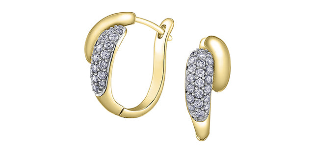 10K Yellow Gold 0.50cttw Diamond Hoop Earrings