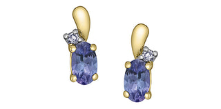 10K Yellow Gold Tanzanite and Diamond Earrings