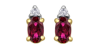 10K Yellow Gold Ruby and Diamond Studs
