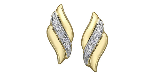 10K Yellow Gold 0.10cttw Diamond Earrings