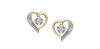 10K Yellow Gold 0.03cttw Diamond Heart Stud Earrings