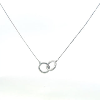 925 Sterling Silver Double Circle Interwined Lab Grown Diamond Pendant Necklace
