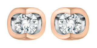 Pendientes solitarios de diamantes en oro blanco y rosa de 10 quilates, 0,06 quilates