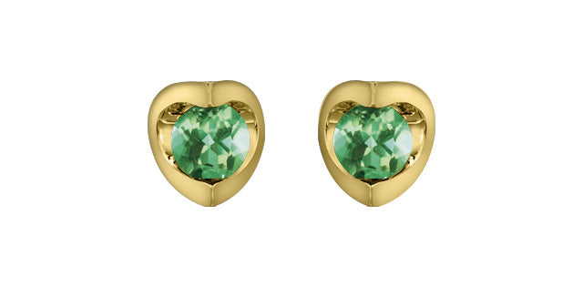 10K Yellow Gold Emerald Earring