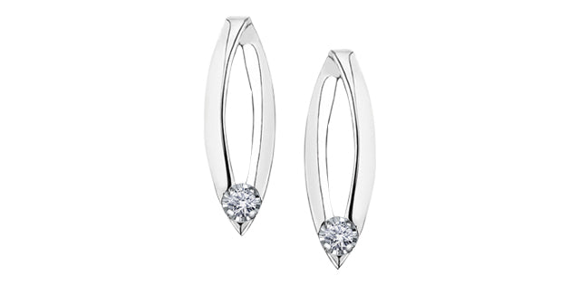 10K White Gold 0.04cttw Diamond Earrings