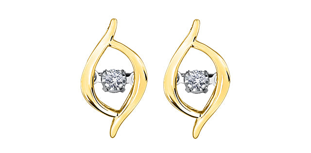 10K Yellow Gold Pulse Diamond Solitaire Earrings 0.02cttw