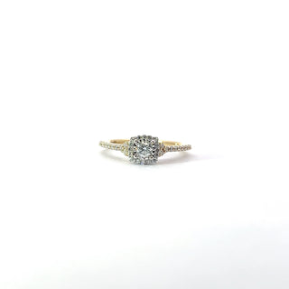 10K Yellow and White 0.40cttw Gold Diamond Ring with Halo