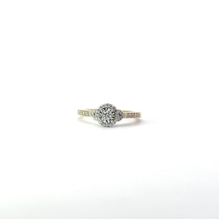 10K Yellow and White Gold 0.25cttw Diamond Ring with Halo