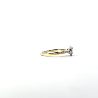 10K Yellow and White Gold 0.25cttw Diamond Ring with Halo