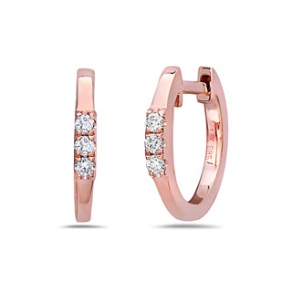 Arete tipo argolla con diamantes de 0,08 quilates en oro rosa de 14 quilates
