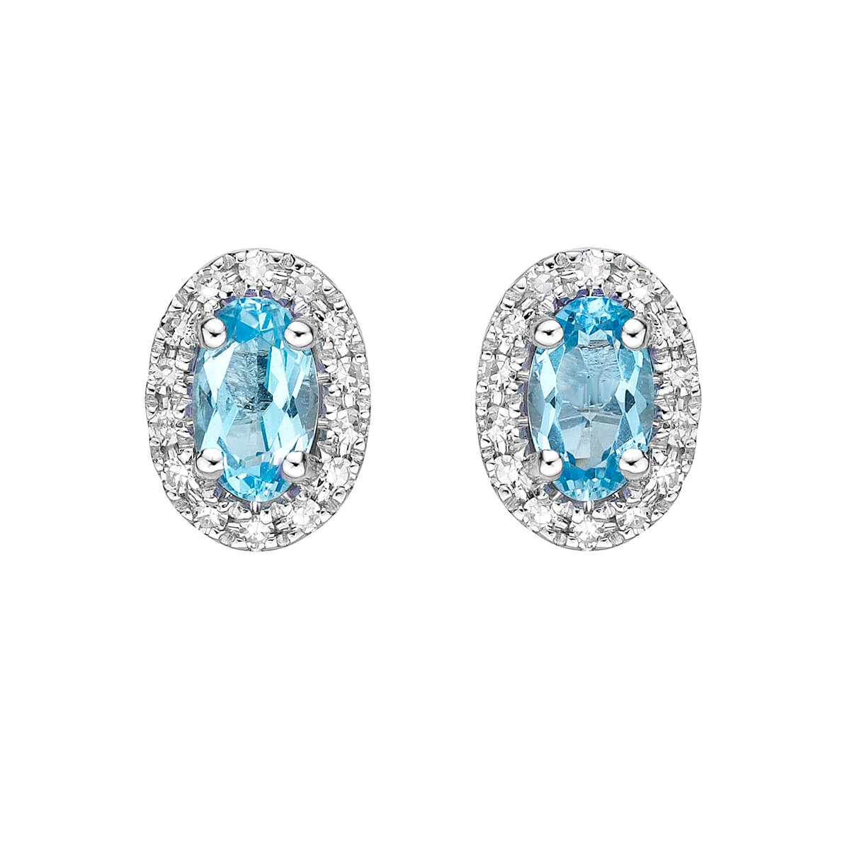 10k White Gold Swiss blue Topaz and Diamond Earring