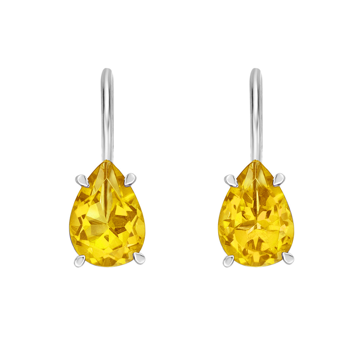 10K White Gold Prong-set Citrine Earring