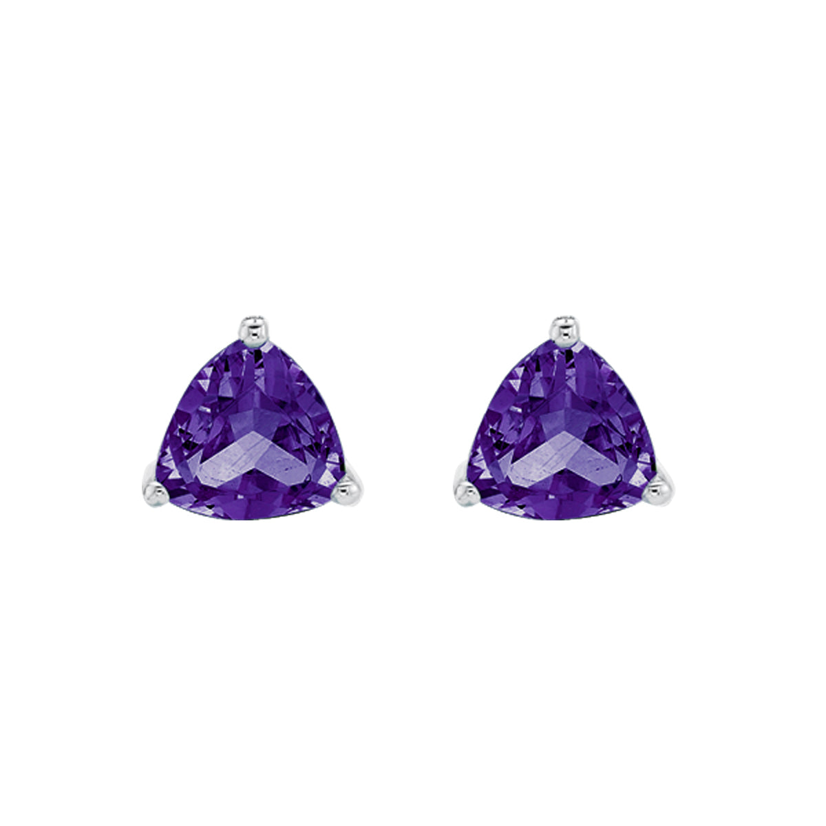 10K White Gold Prong-set Amethyst Earrings