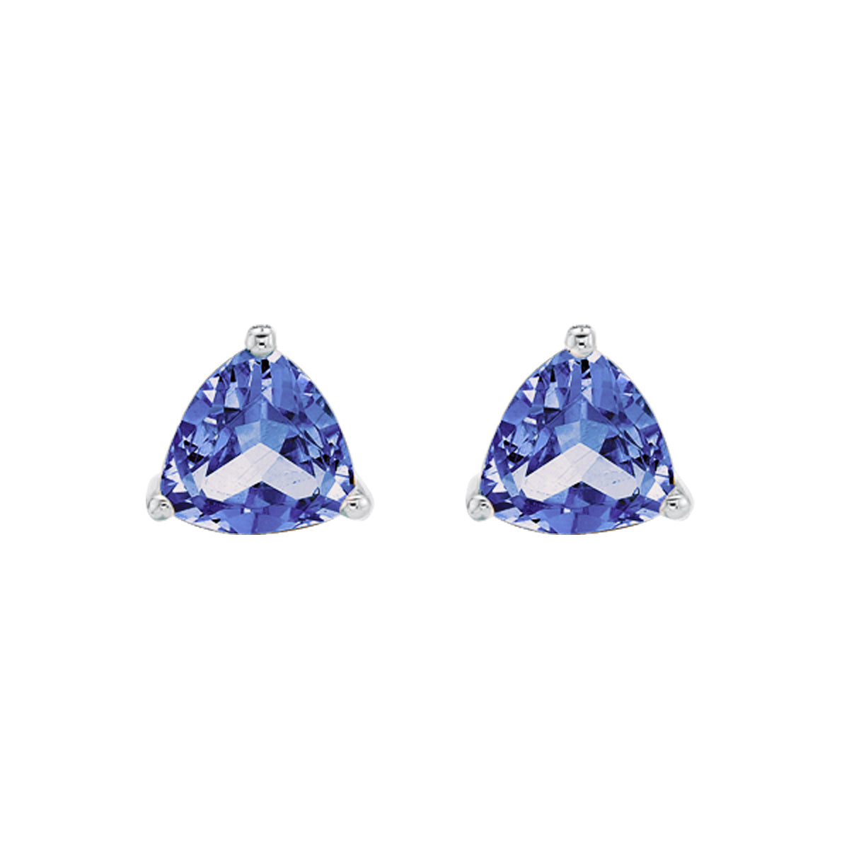 10K White Gold Prong-set Tanzanite Stud Earrings