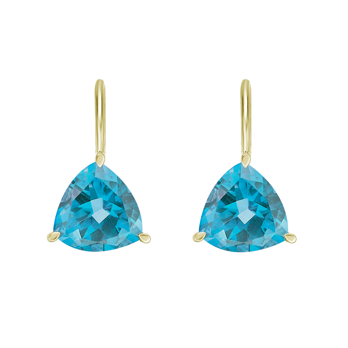 10K Yellow Gold Prong-set Trillion Blue Topaz Earrings