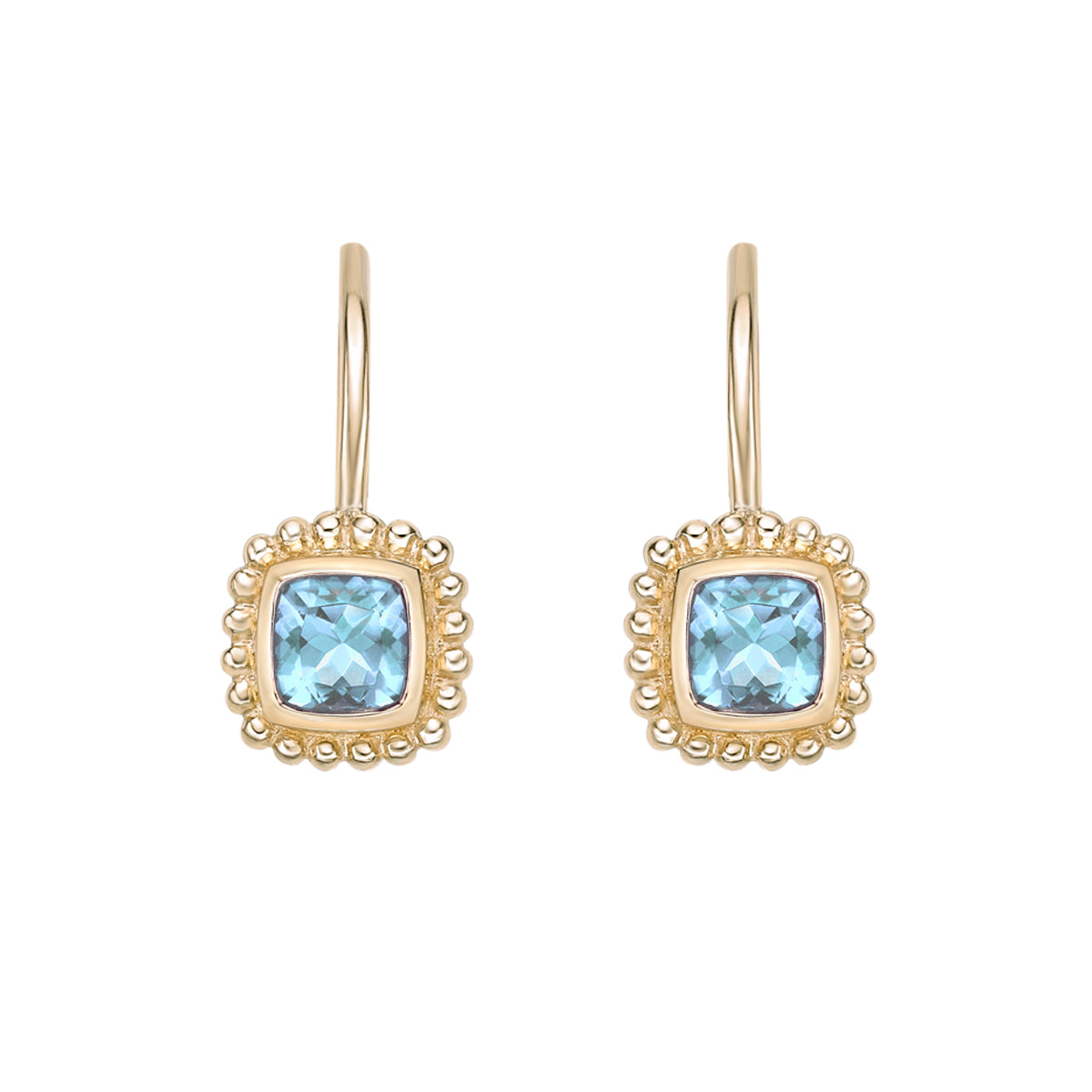 10K Yellow Gold Bezel-set Aquamarine Earrings